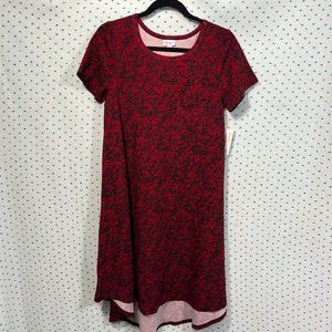 NWT LulaRoe Carly Red & Black Holly Pattern Short Sleeve Dress